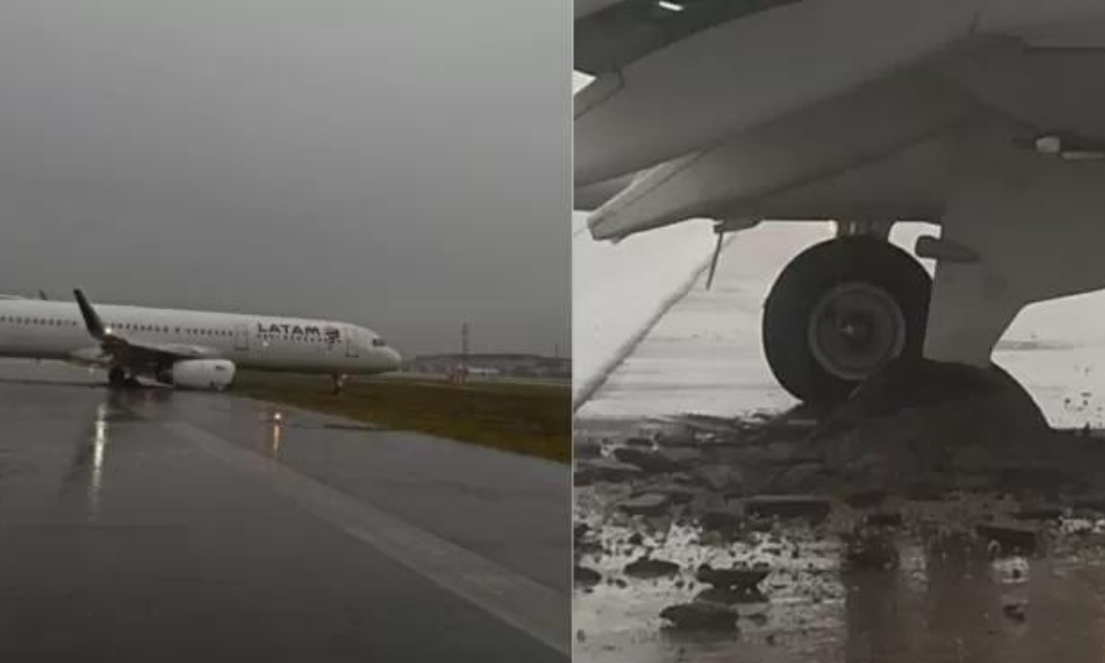 Avião é retirado de pista de aeroporto em Florianópolis um dia após derrapar durante o pouso