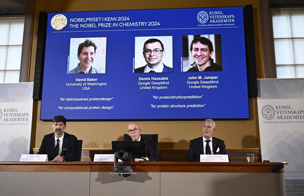 Cientistas ganham Nobel de Química por inovações em inteligência artificial e proteínas 