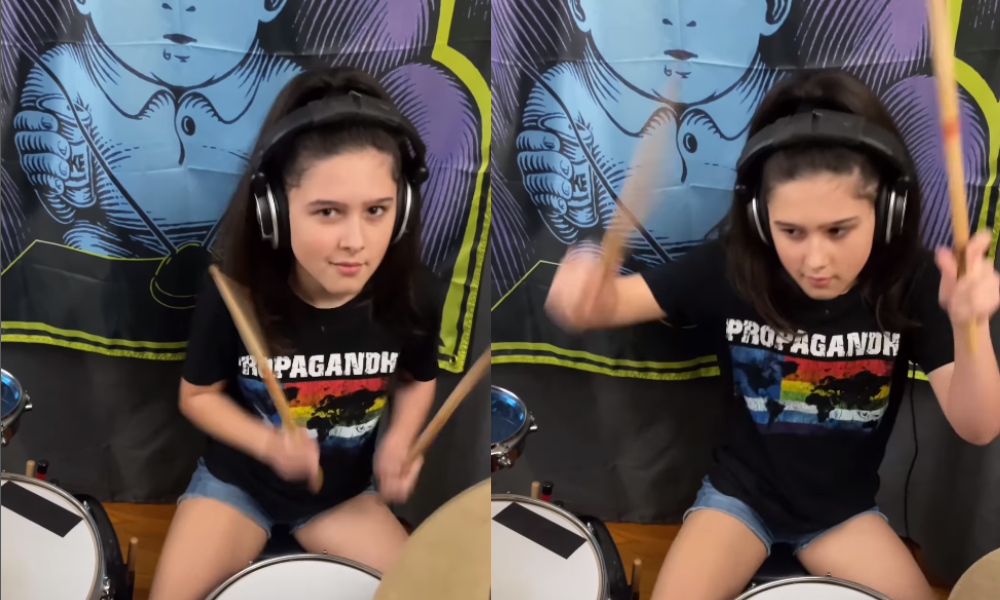 Baterista americana de 12 anos posta vídeo tocando CPM 22 e leva web à loucura