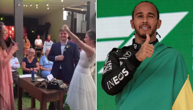 Hamilton se emociona com casal que interrompeu casamento por sua causa: ‘Fez a minha semana’