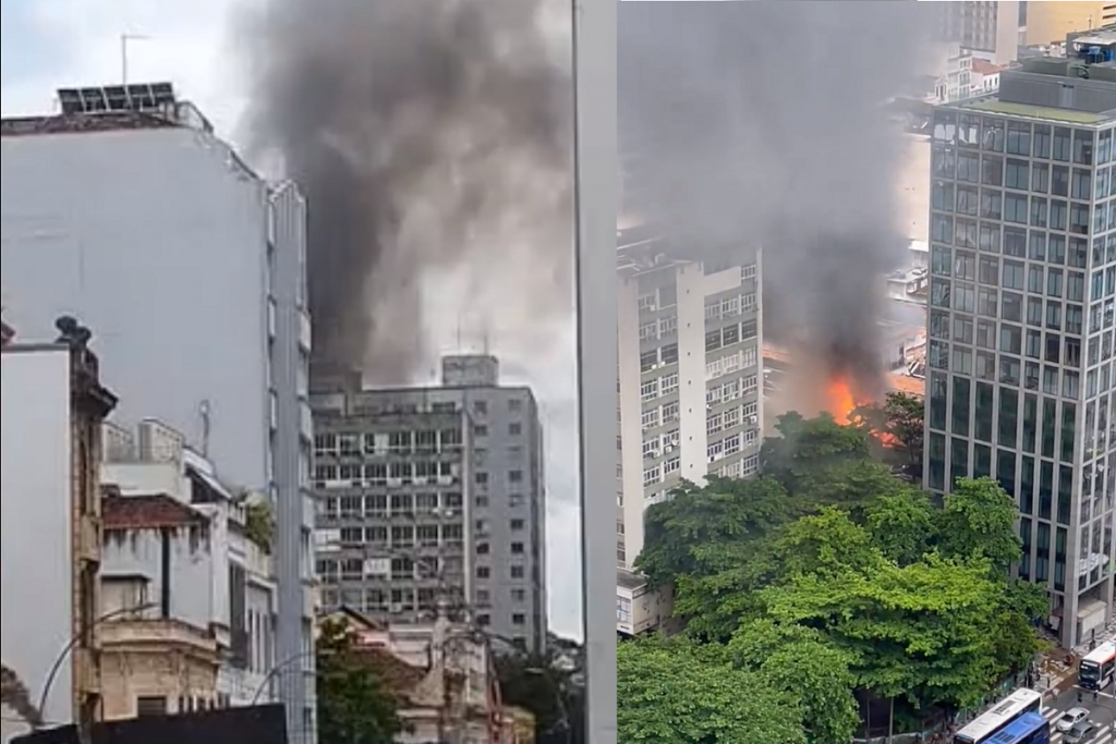 Incêndio atinge imóvel no centro do Rio de Janeiro; confira vídeos