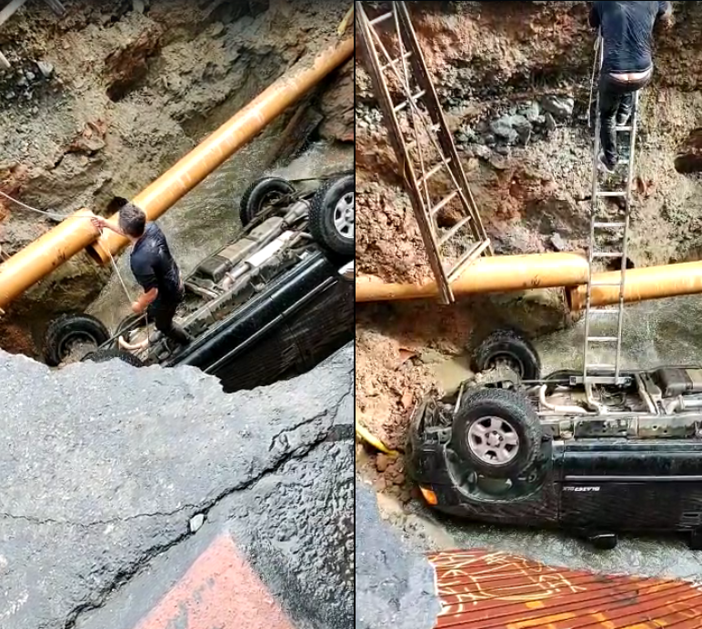 Carro é engolido por cratera em avenida de São Paulo; veja vídeo