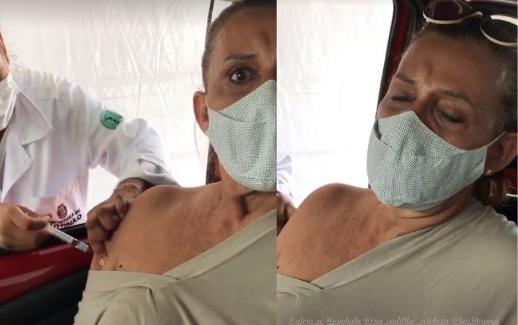 Rita Cadillac se desespera ao ir tomar a vacina contra a Covid-19: ‘Pavor de agulha’