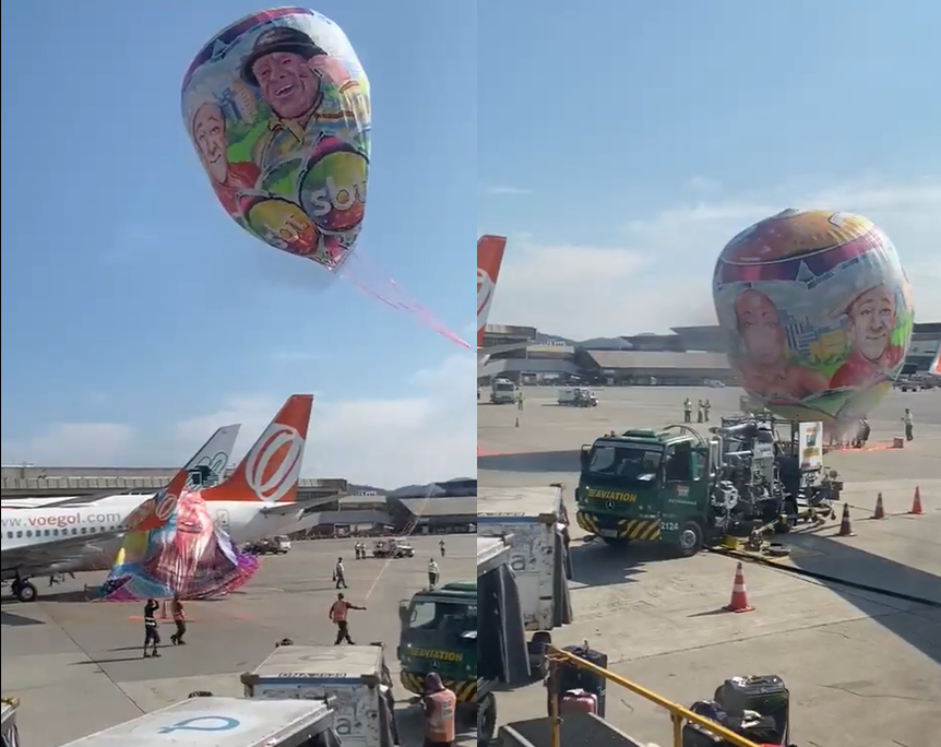 Balão cai em pátio do Aeroporto de Guarulhos; veja vídeo