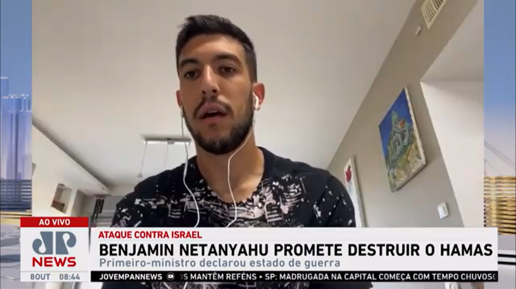 Jogador brasileiro detalha situação em Israel em meio a ataques: ‘Orientação é ficar em casa’