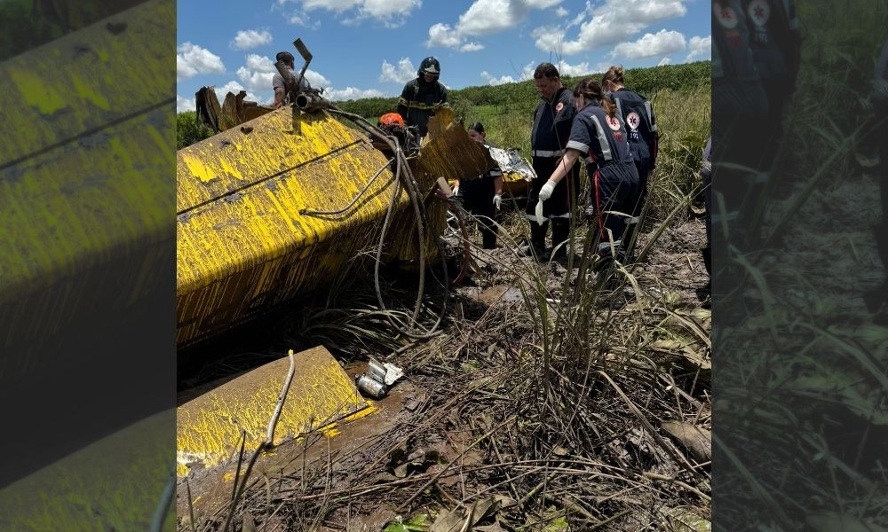 Avião agrícola cai em área rural no interior de São Paulo e mata piloto 