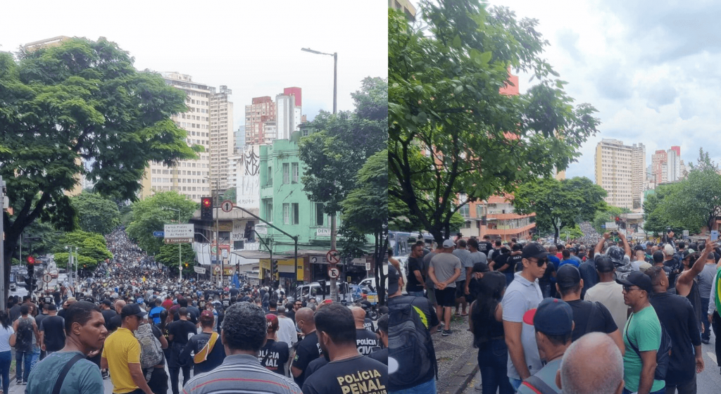 Milhares de policiais participam de protesto por reajuste salarial em Belo Horizonte