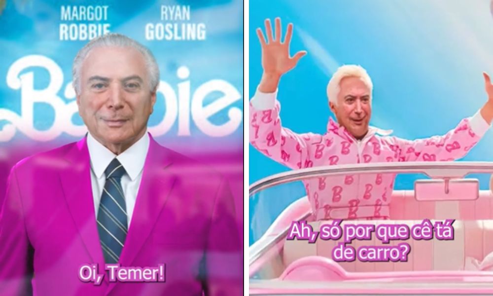 Temer surge de terno rosa como ‘Ken’ nas redes sociais: ‘Barbie-me-ei’