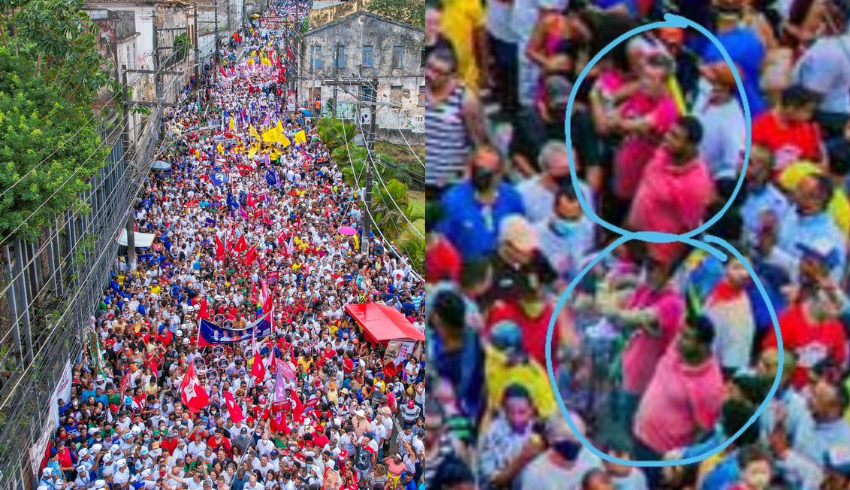 Lula posta foto de multidão em Salvador e seguidores notam que pessoas estão duplicadas