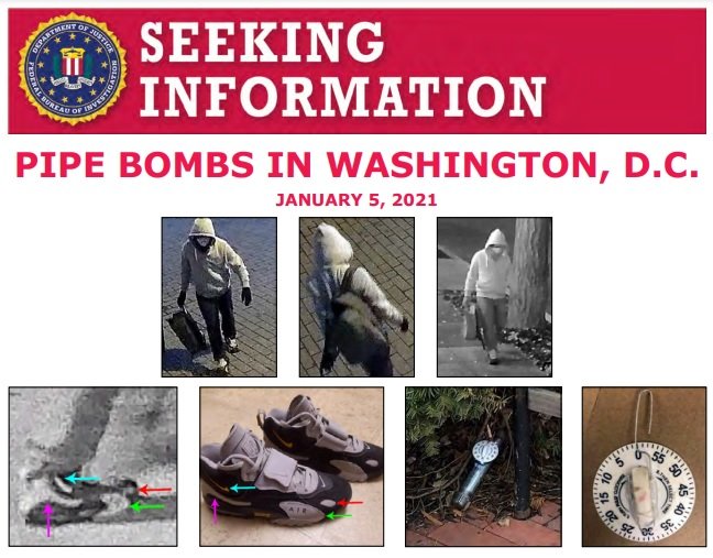 FBI divulga vídeo de suspeito de plantar bombas na sede de partidos em Washington DC