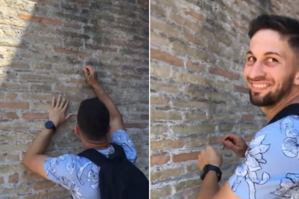 Turista escreve em parede do Coliseu, em Roma, e é procurado pela polícia; assista