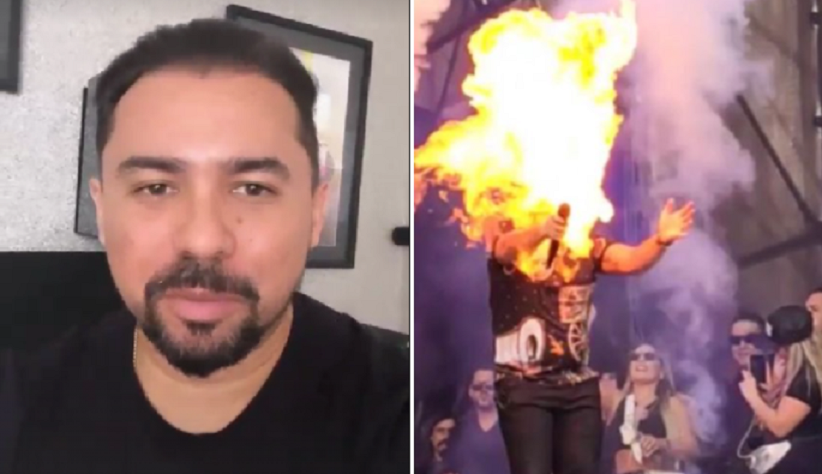 Xand Avião se queima durante show em São Paulo e brinca com susto: ‘Sou quente mesmo’