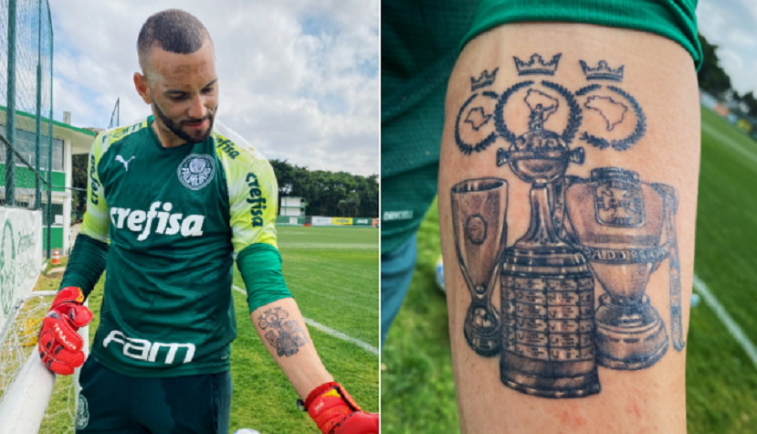 Weverton, do Palmeiras, tatua no braço taças da tríplice coroa; confira 