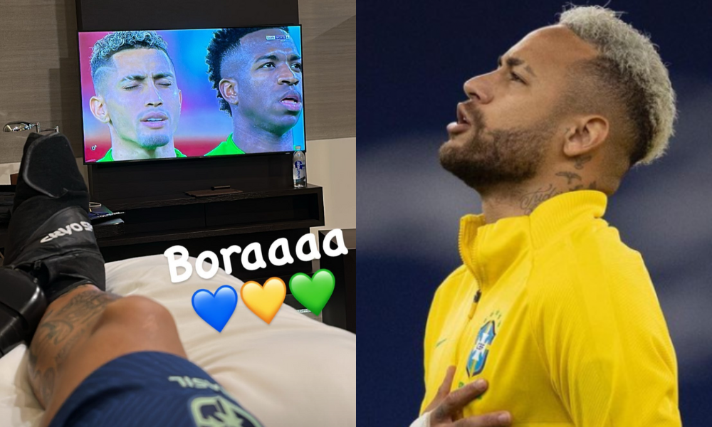 Neymar torce para o Brasil enquanto faz tratamento no hotel da Seleção Brasileira: ‘Bora’