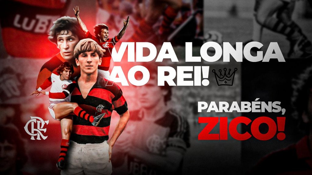 Zico completa 68 anos e é parabenizado por torcedores do Flamengo: ‘Feliz Natal’