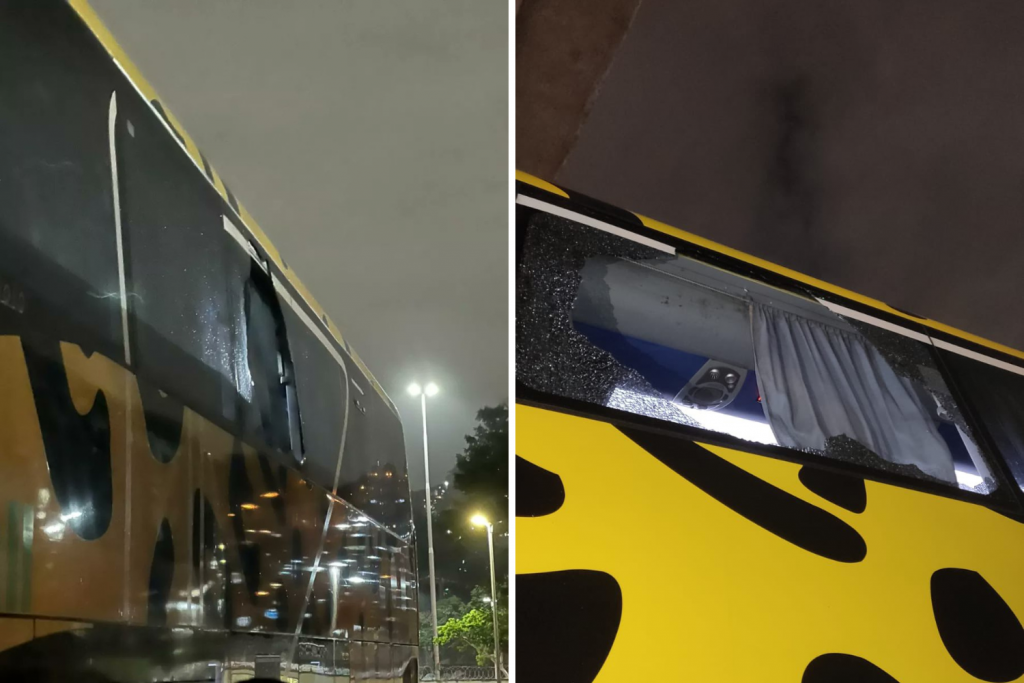Ônibus do Atlético-MG é atingido por pedras na chegada ao Maracanã