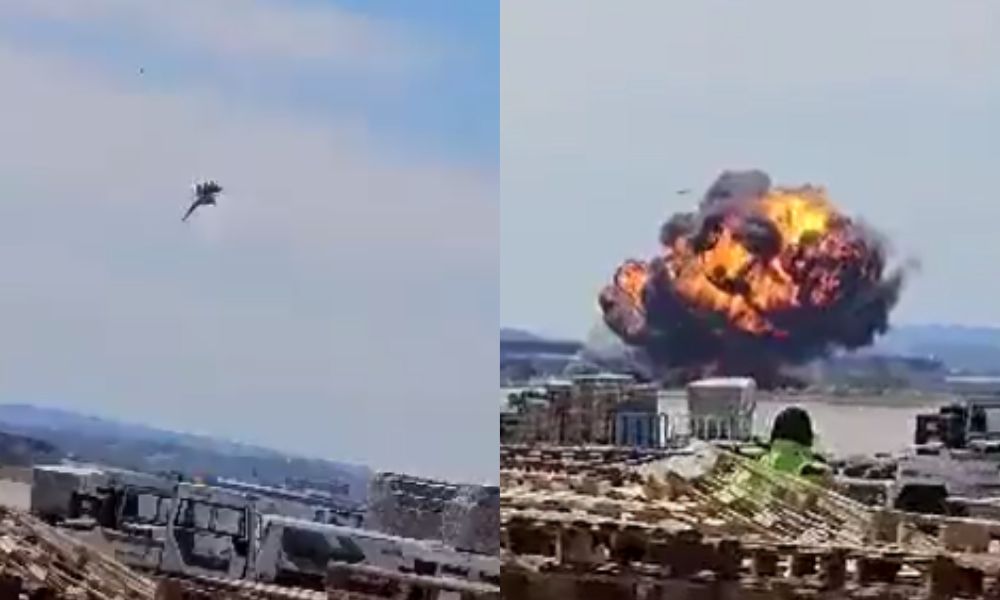 Caça F-18 cai em base militar na Espanha e explode; confira vídeos