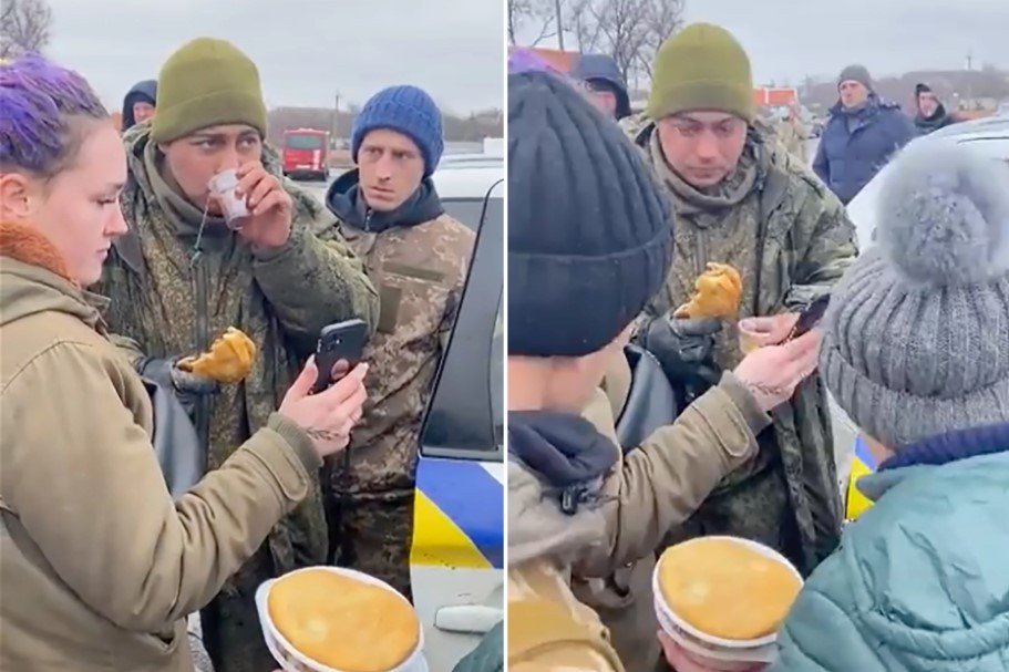 Soldado russo é capturado, ganha comida e chora ao ligar para a mãe; assista