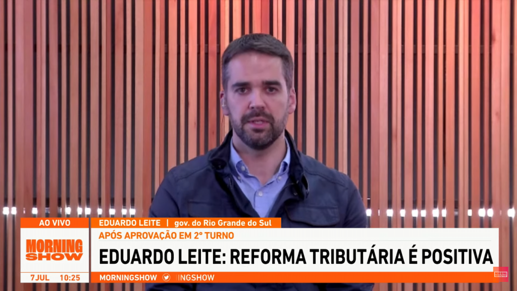 Eduardo Leite elogia reforma tributária, mas vê politização do tema: ‘Tópico da cesta básica é questionável’