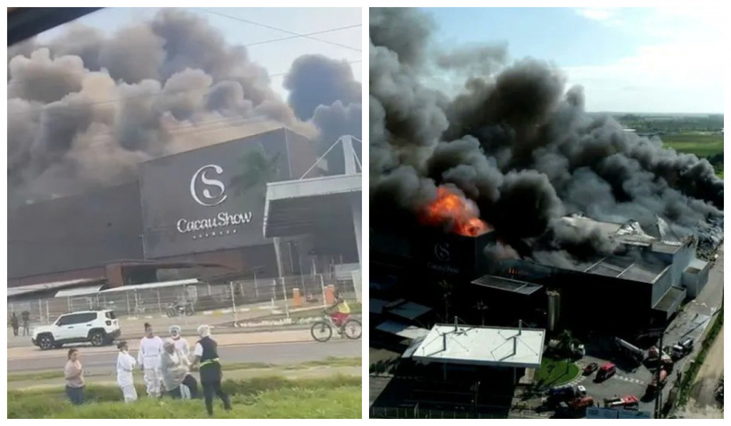 Incêndio atinge fábrica da Cacau Show no Espírito Santo; veja vídeo
