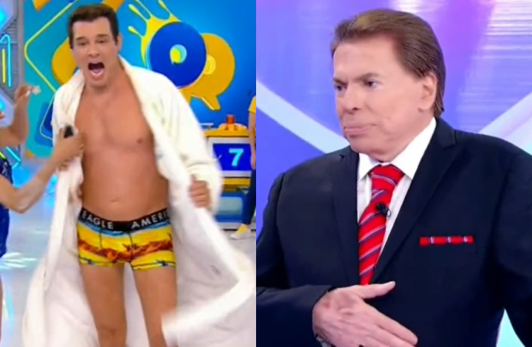 Silvio Santos dá bronca em Celso Portiolli após ele aparecer só de cueca na TV: ‘É ridículo’