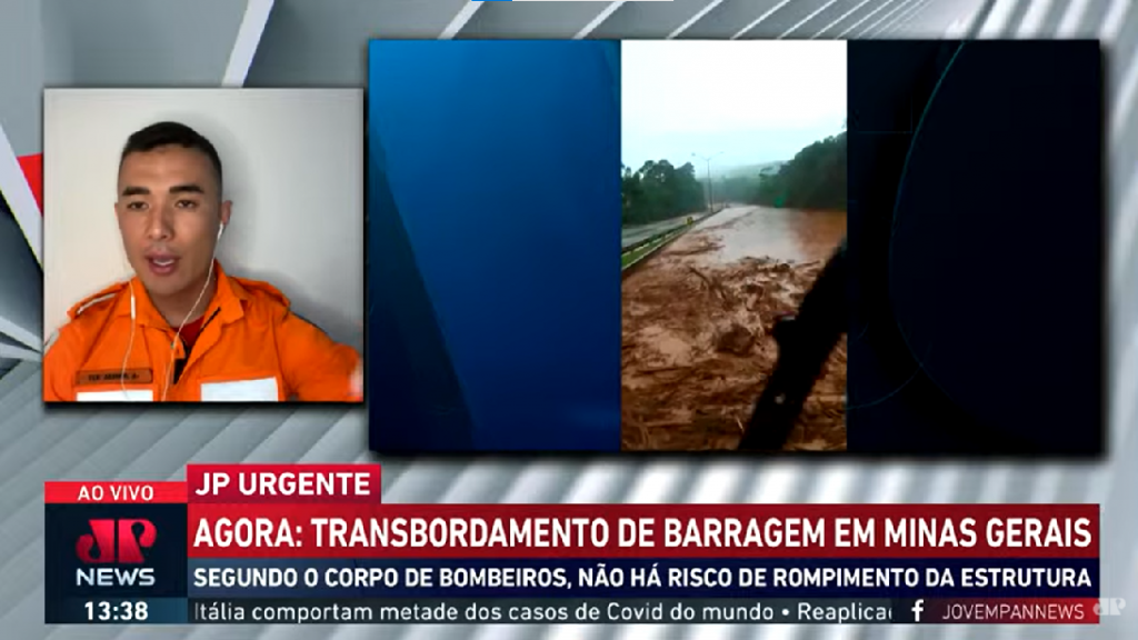 Transbordamento em Minas Gerais ocorreu devido às fortes chuvas, explica bombeiro