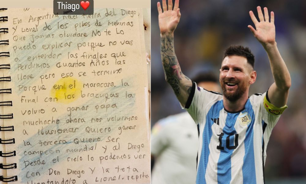 Na véspera da final da Copa do Mundo, filho de Messi escreve carta ao pai: ‘Quero ser campeão do mundo’