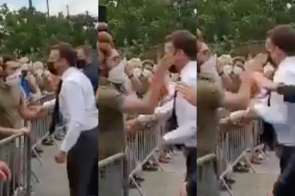 Emmanuel Macron é agredido durante visita a cidade ao sul da França; veja vídeo