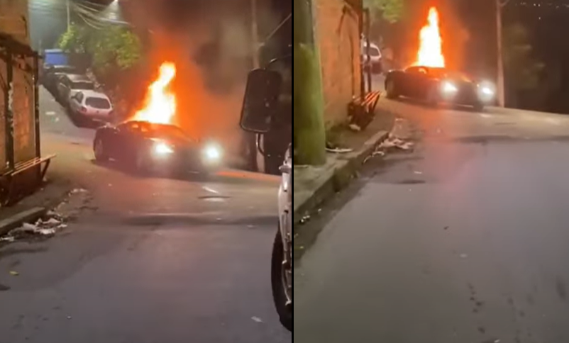 Ferrari pega fogo e explode em favela de Belo Horizonte; veja vídeo