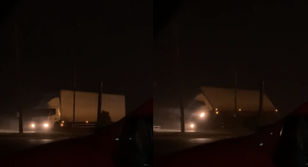 Ventos de 157 km/h derrubam caminhão em estrada de Santa Catarina; veja vídeo