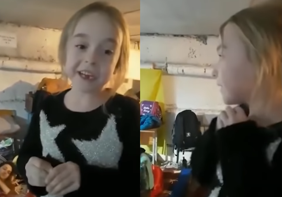 Menina de 7 anos canta em bunker na Ucrânia e emociona civis