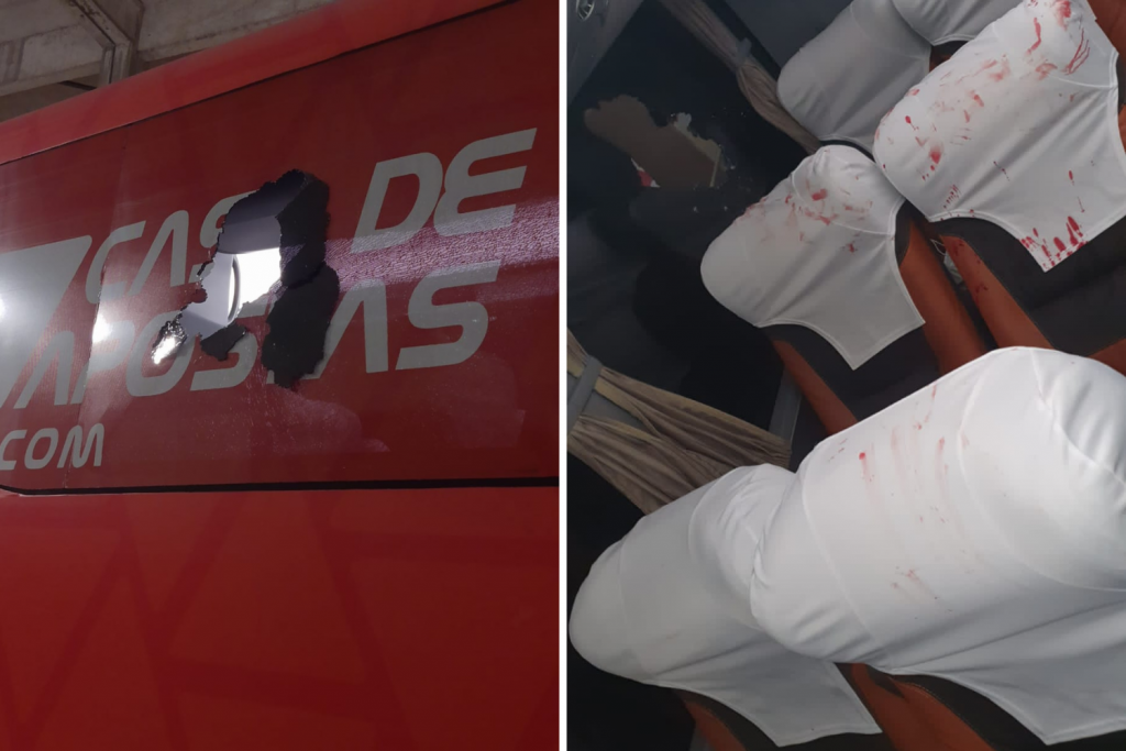 Ônibus do Bahia é atacado com bomba antes de jogo contra o Sampaio Correa; atletas ficaram feridos