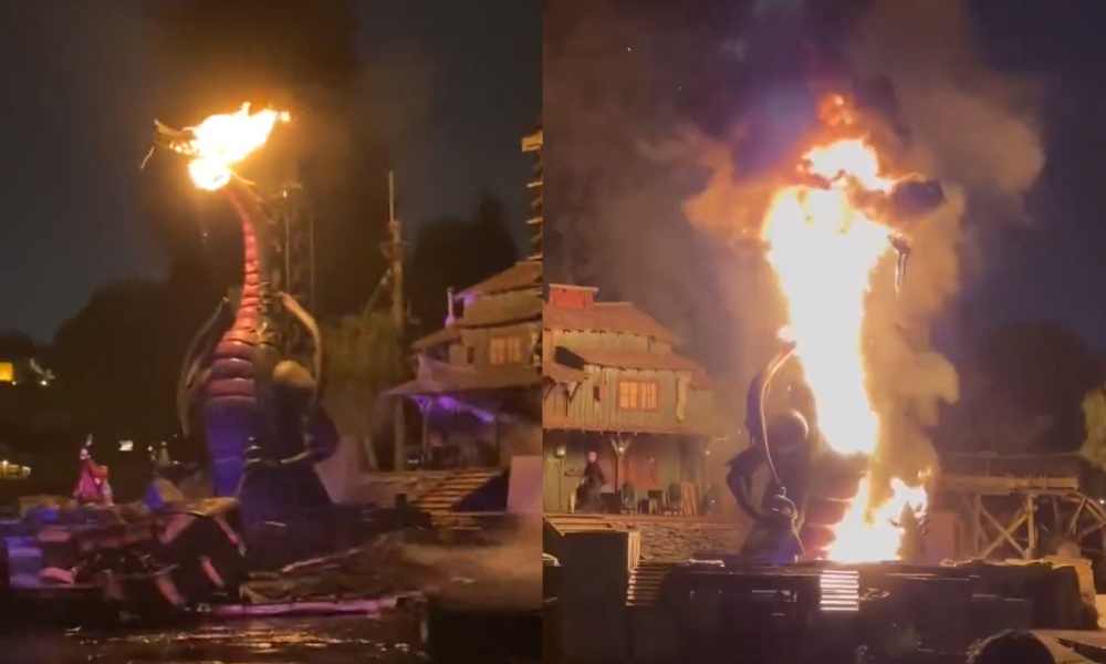 Dragão cenográfico pega fogo durante show em parque da Disney nos EUA; veja vídeo