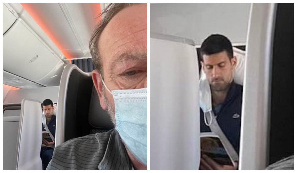 Após ser deportado da Austrália, Djokovic é flagrado sem máscara em avião