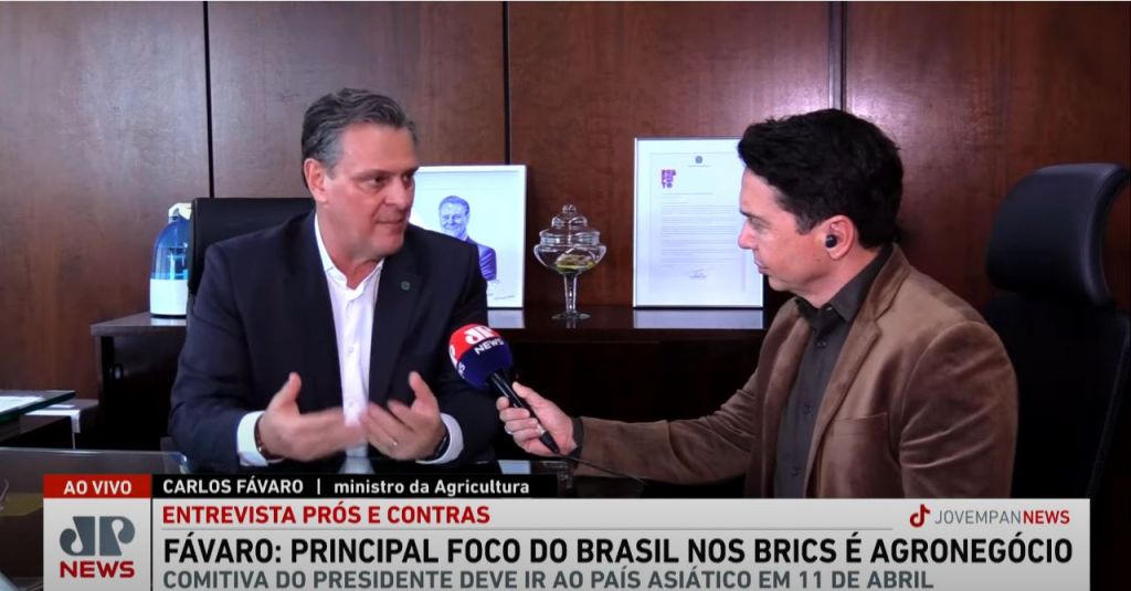 Fávaro diz que Brasil tem mais de 30 acordos para assinar com a China e espera recursos do Brics para agronegócio