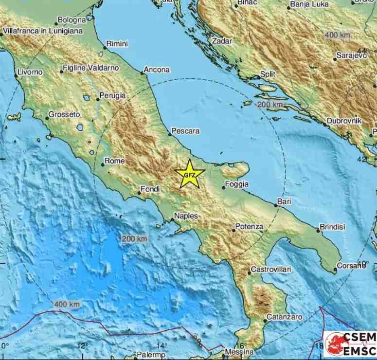 Terremoto de 4,6 graus atinge centro da Itália e é sentido em Nápoles