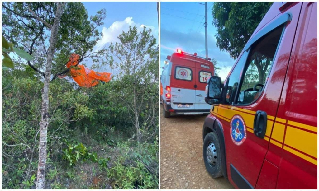Homem morre após mal súbito durante voo de parapente em Sete Lagoas